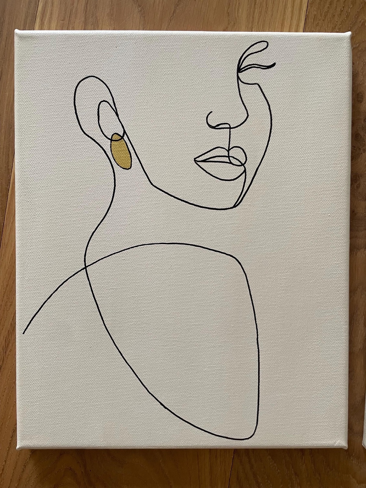 Lunava, tableau ligne dorée peint à la main — Trait & Lumière, SanyasArt