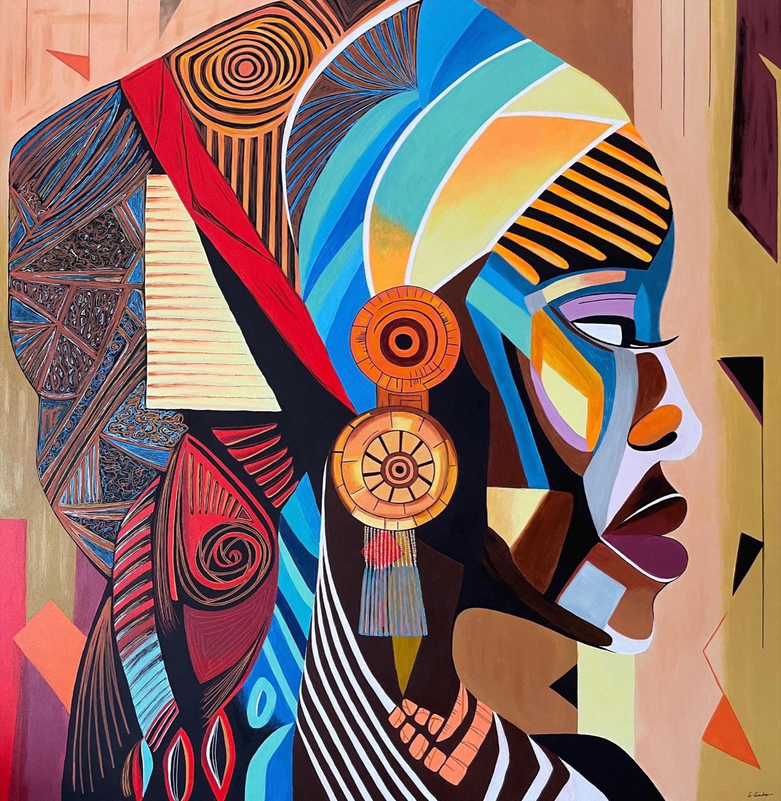 Rhythms of Heritage, tableau original peint à la main — Femmes du Monde, SanyasArt