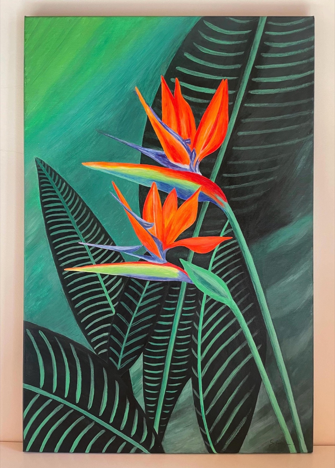 Tropical Majesty, tableau original peint à la main — Évasion Tropicale, SanyasArt